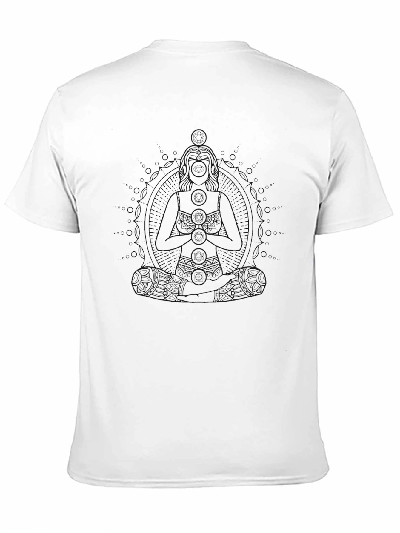 Mens Black Graphic Tee - Meditating Figure Design