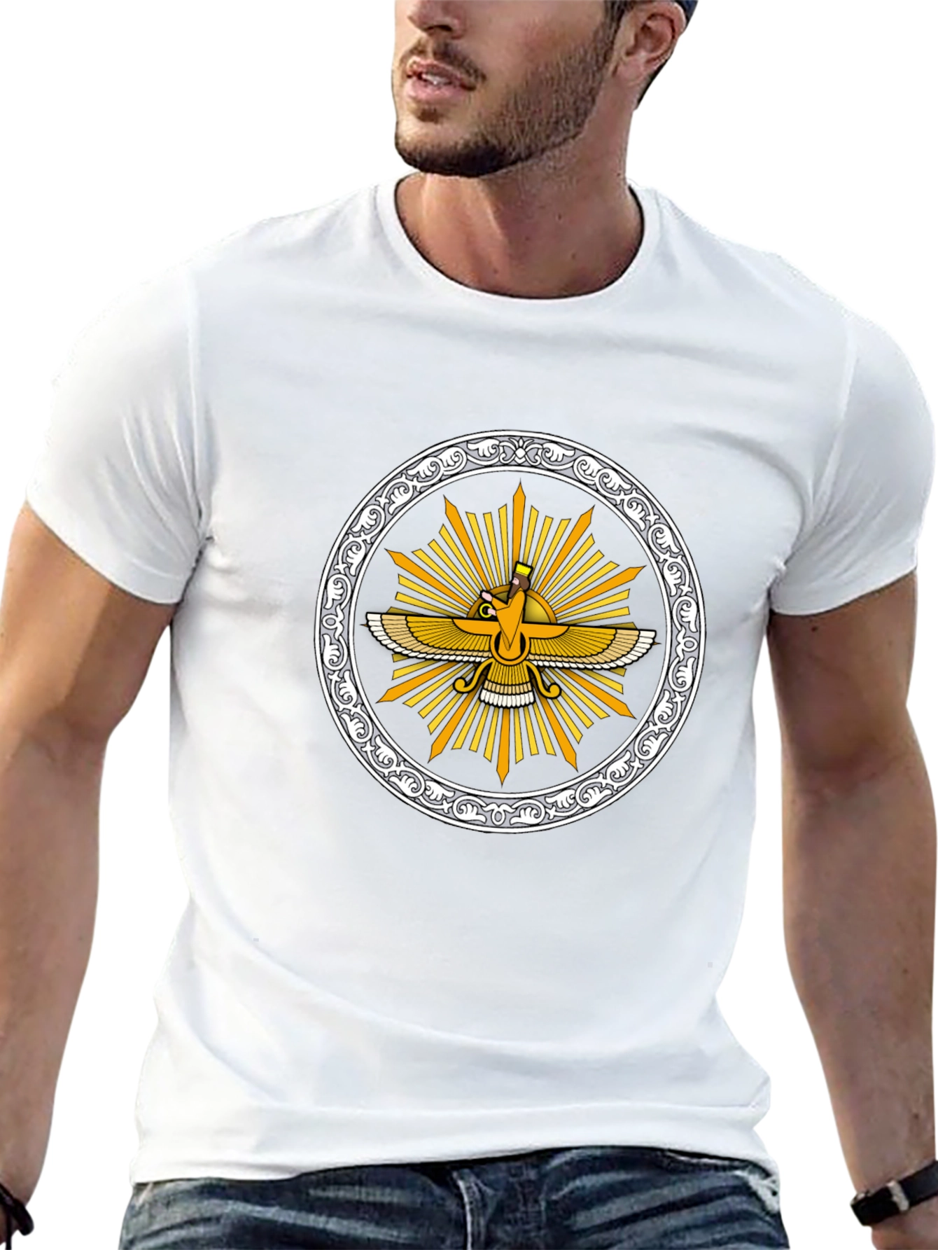 Zoroastrian Faravahar Graphic Tee - Black