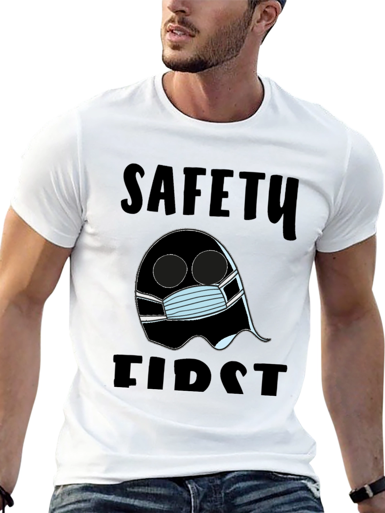 Safety First Ghost T-Shirt Halloween Costume Tee