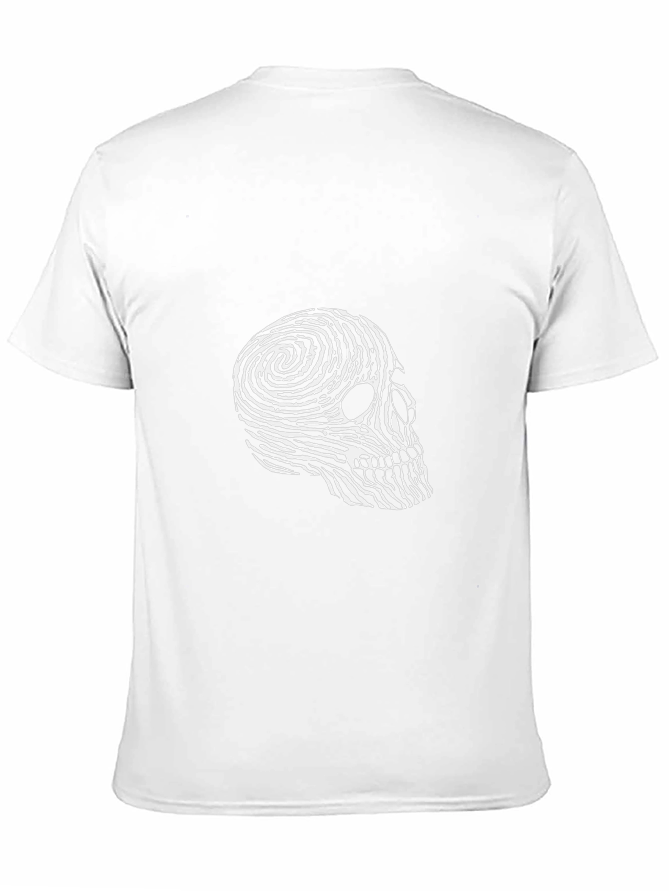 Skull Fingerprint Graphic Tee - Black Casual T-Shirt