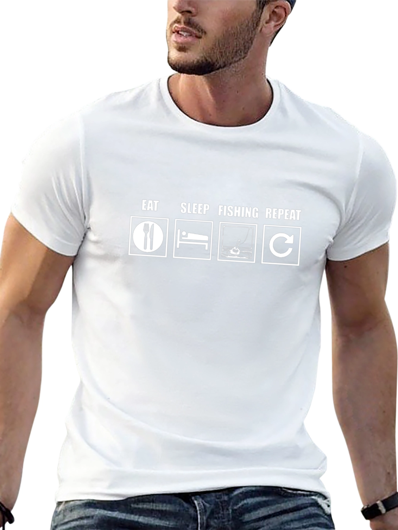 Eat Sleep Fishing Repeat T-Shirt - Black Graphic Tee
