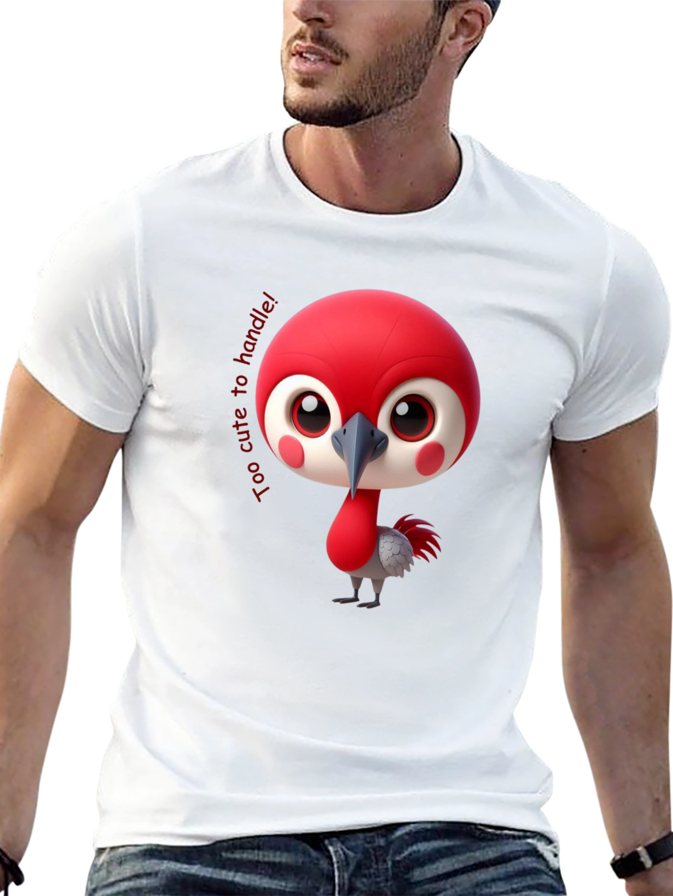 Cute Bird Cartoon Black T-Shirt