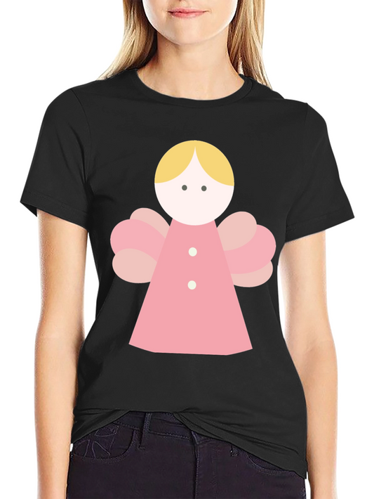 Angel Graphic Tee - Black Crew Neck T-Shirt