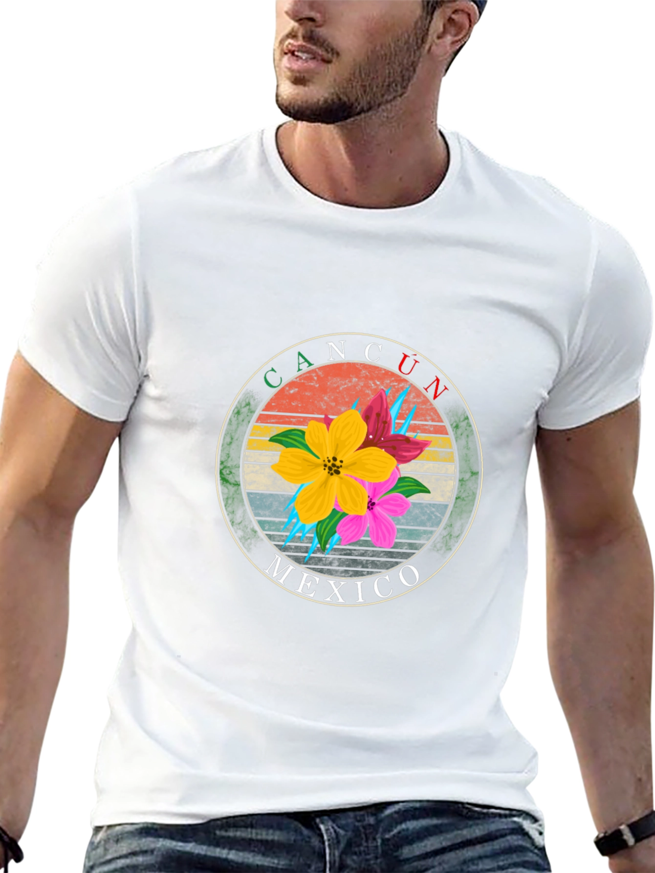 Cancun Mexico Floral T-Shirt - Summer Vacation Tee