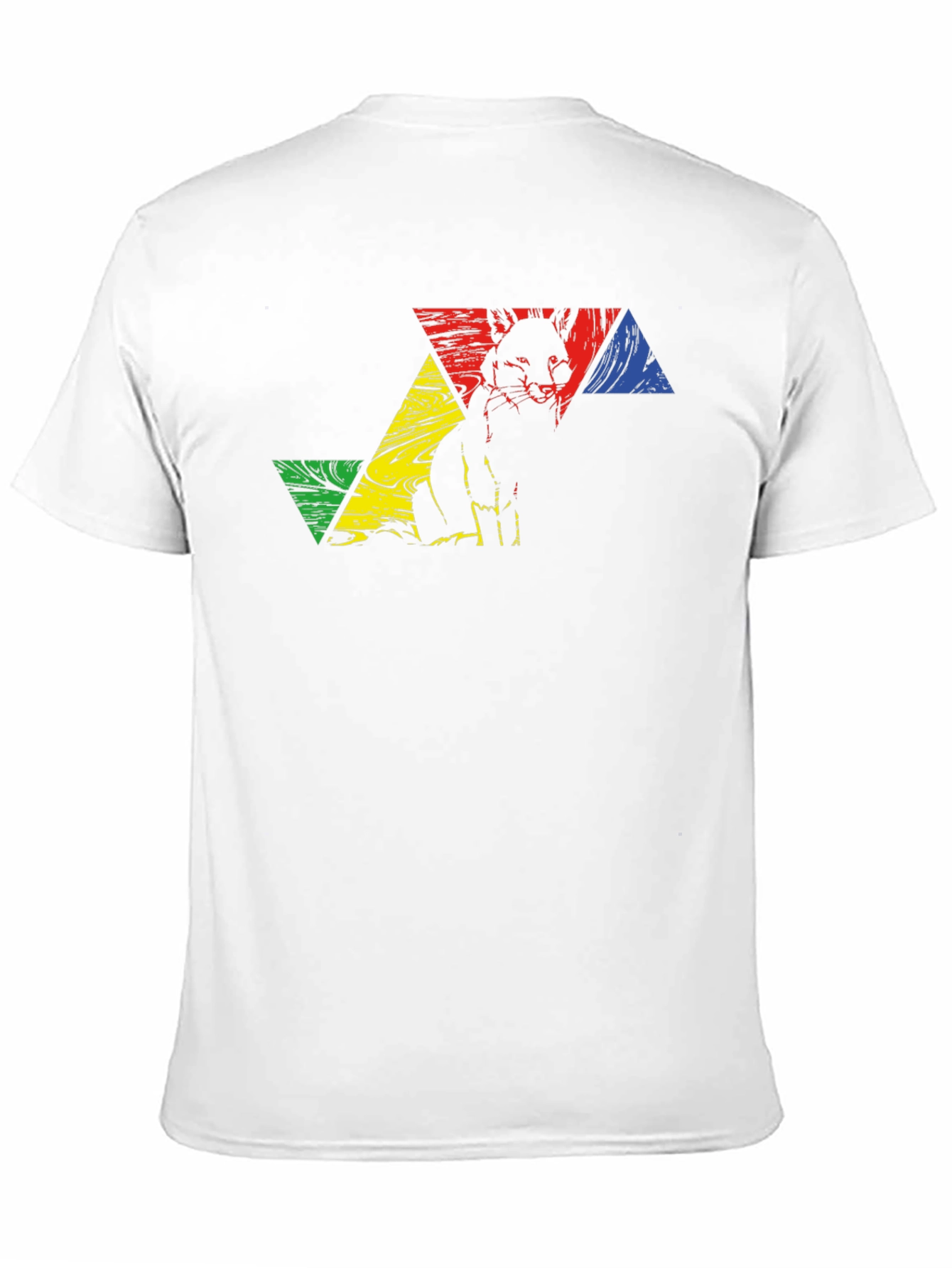 Geometric Fox Graphic Tee - Black Crew Neck