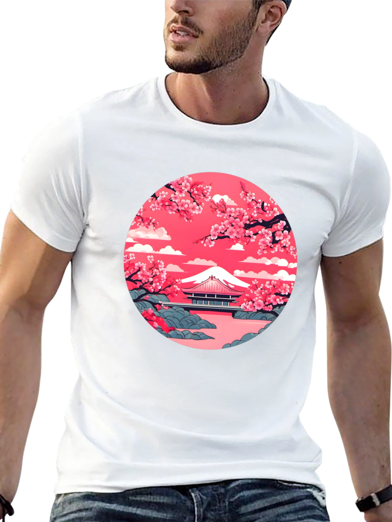 Mount Fuji Cherry Blossom Graphic Tee