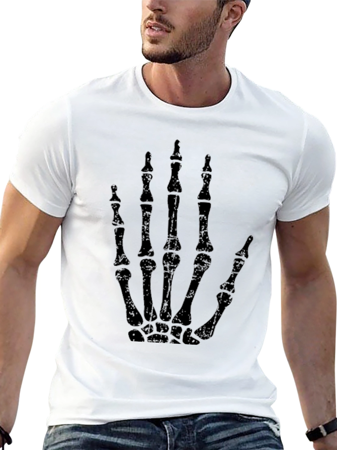 Skeleton Hand Graphic T-Shirt - Black