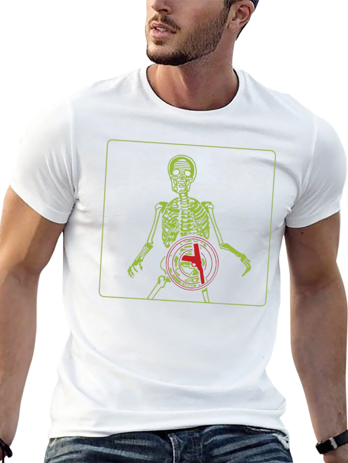 Skeleton Target Graphic Tee - Edgy Style