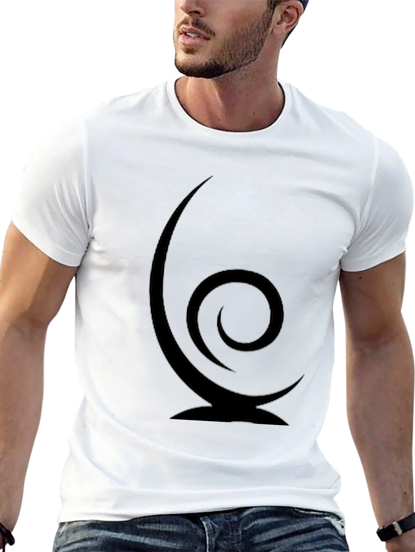 Spiral Graphic Print Black T-Shirt