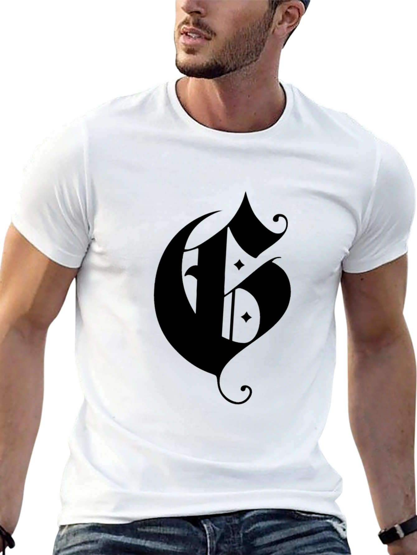 Gothic Initial T-Shirt - Dark Style
