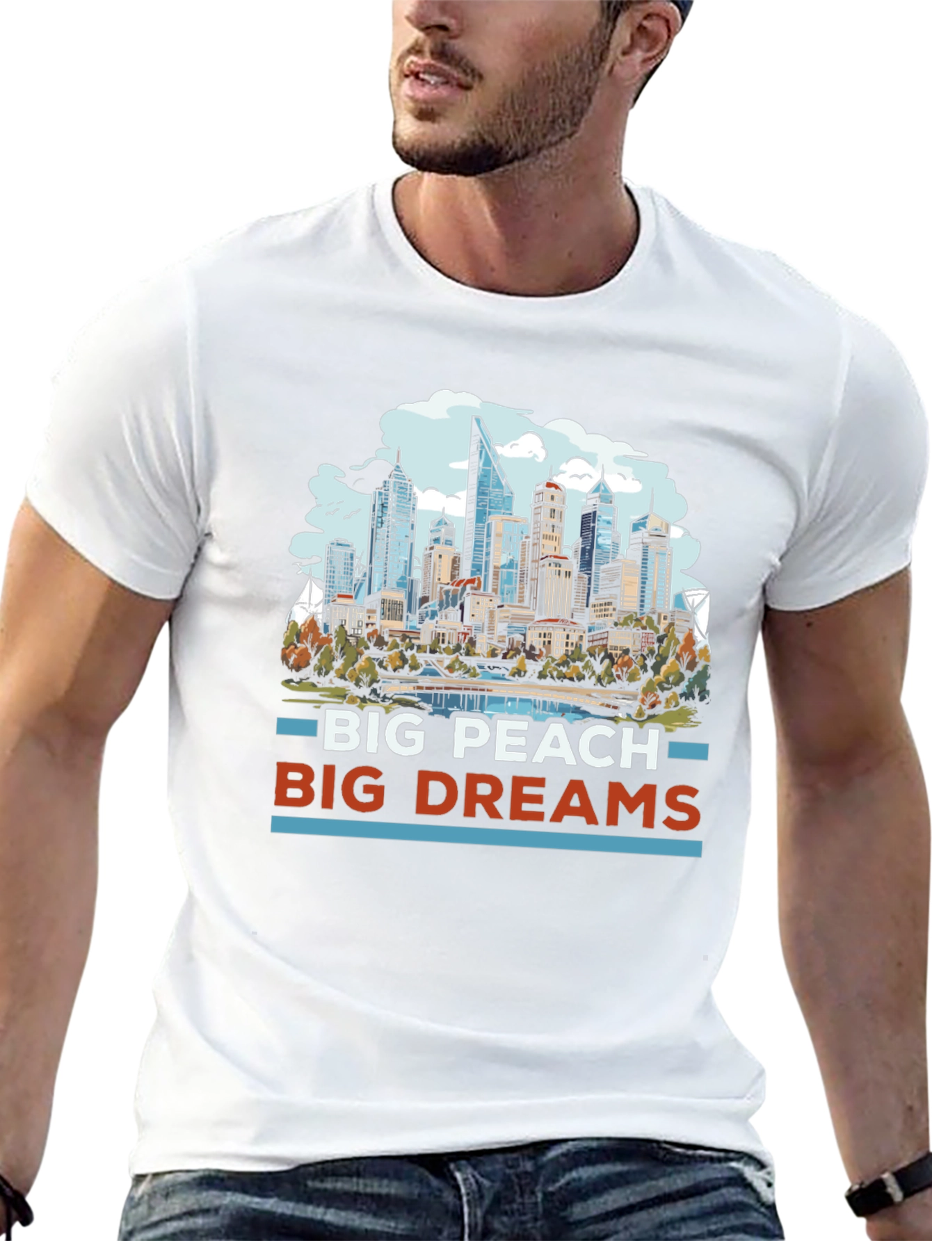 Big Peach Big Dreams Cityscape Graphic Tee