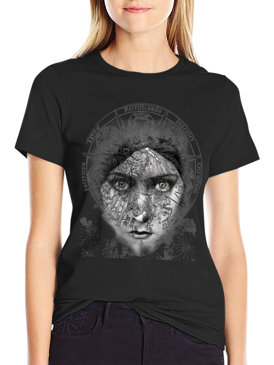 Abstract Face Graphic Print Crew Neck T-Shirt