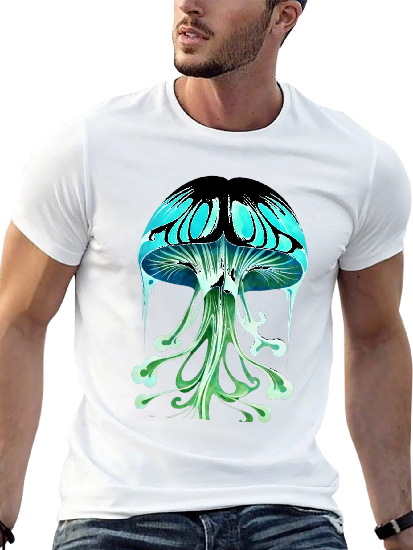 Psychedelic Mushroom Graphic Tee - Black