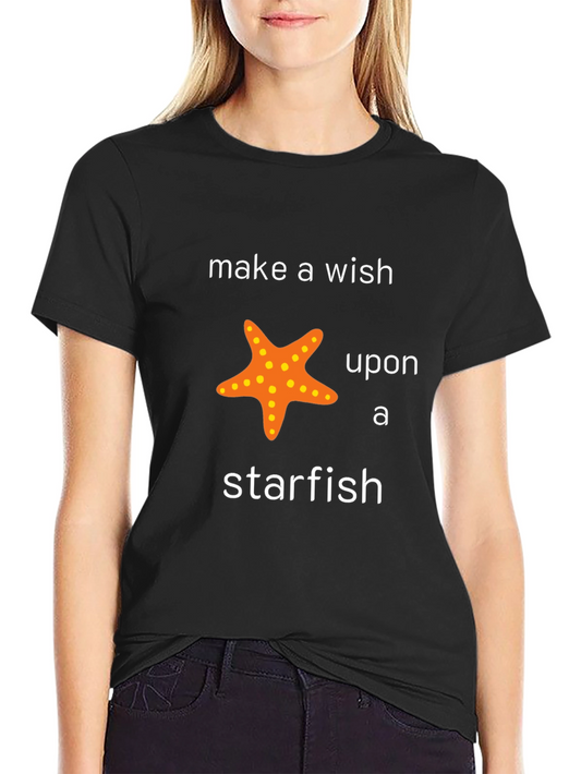 Make a Wish Starfish Graphic Tee - Black Cotton T-Shirt