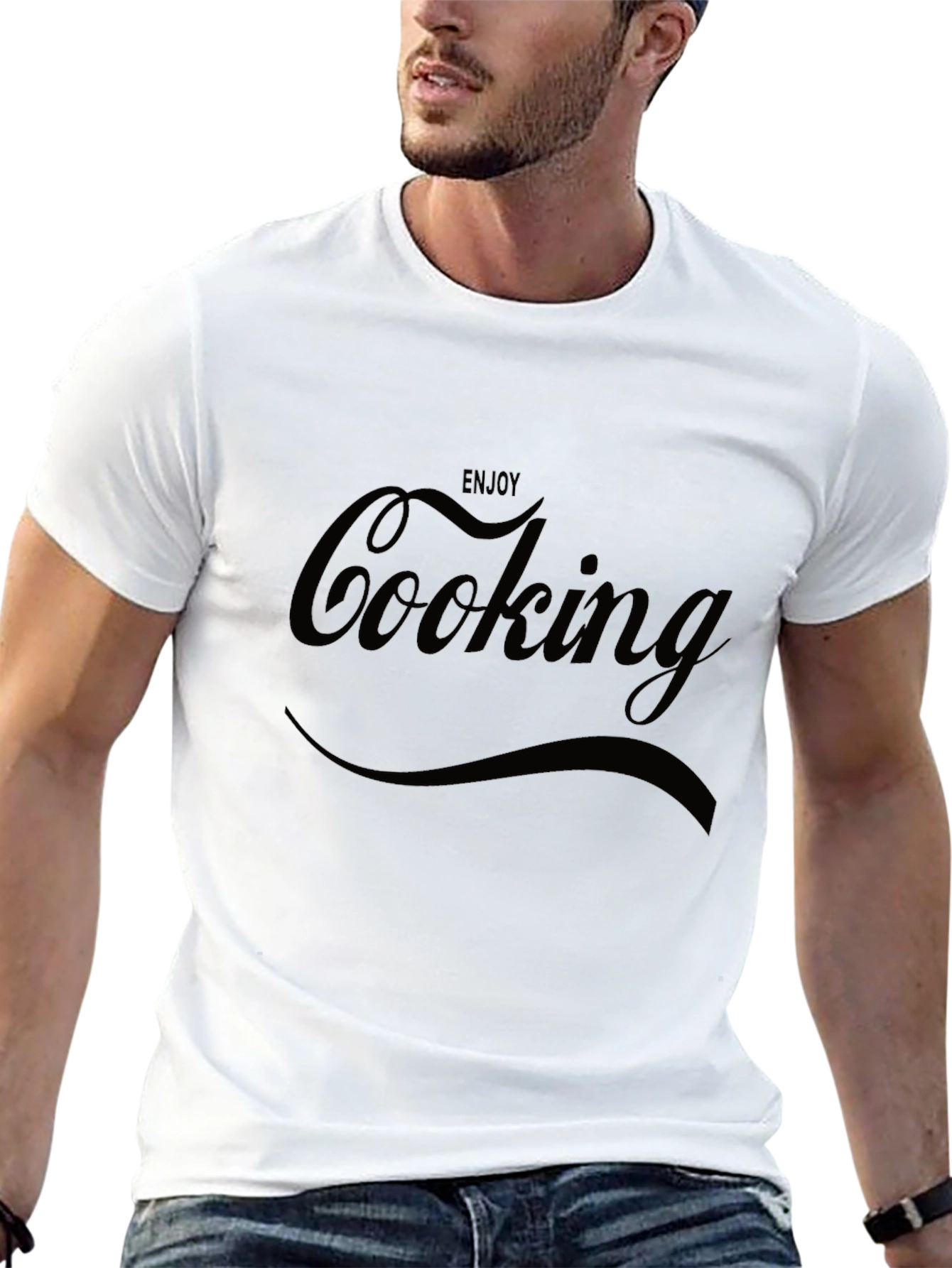 Enjoy Cooking T-Shirt - Black Comfortable Fit