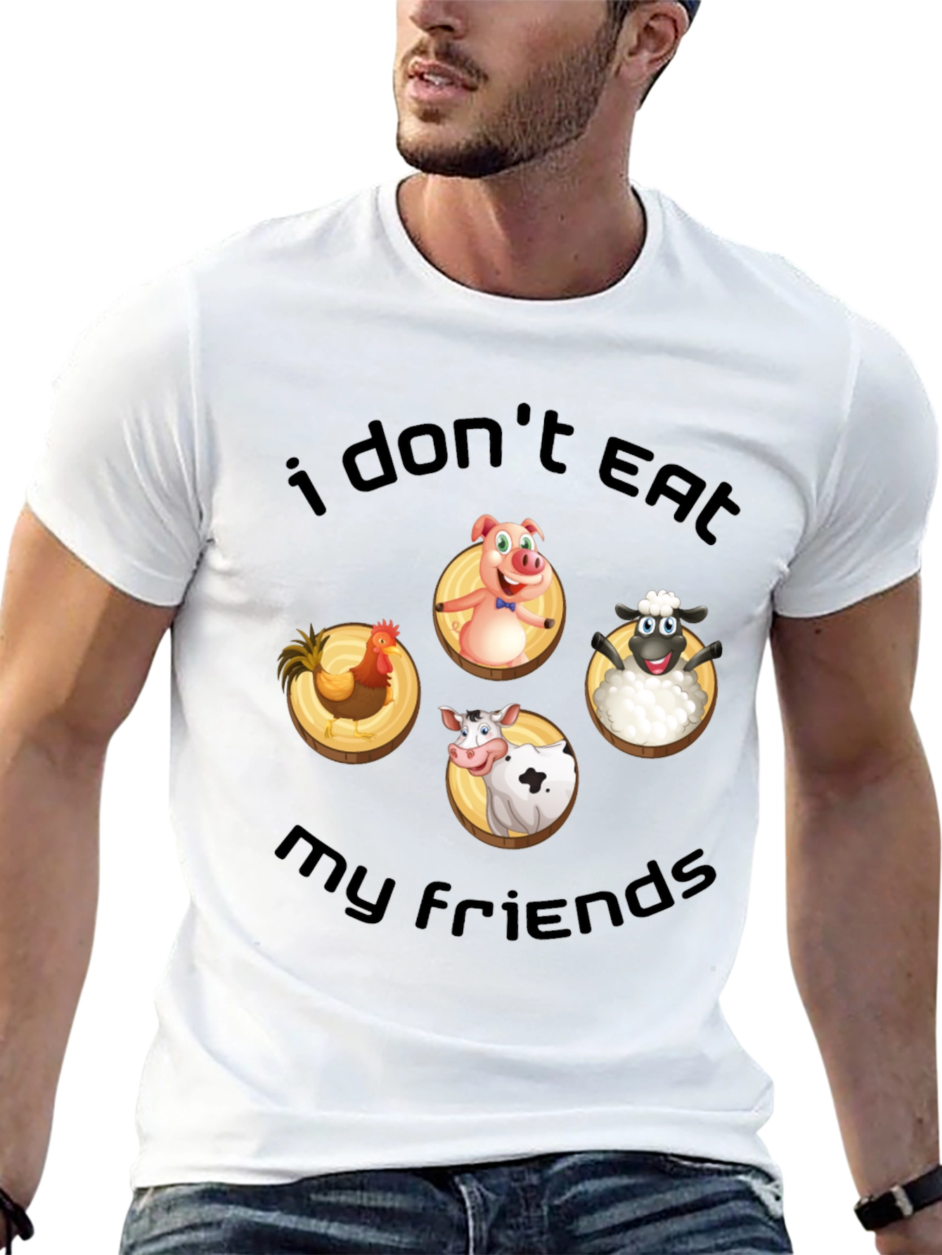 Vegan T-Shirt: I Dont Eat My Friends Animal Design