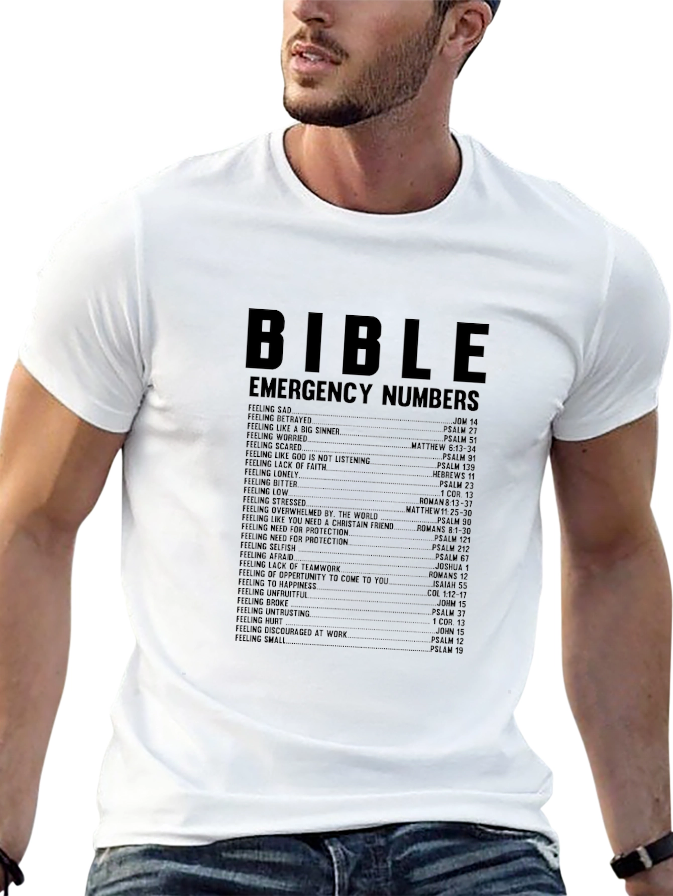 Bible Emergency Numbers T-Shirt - Black