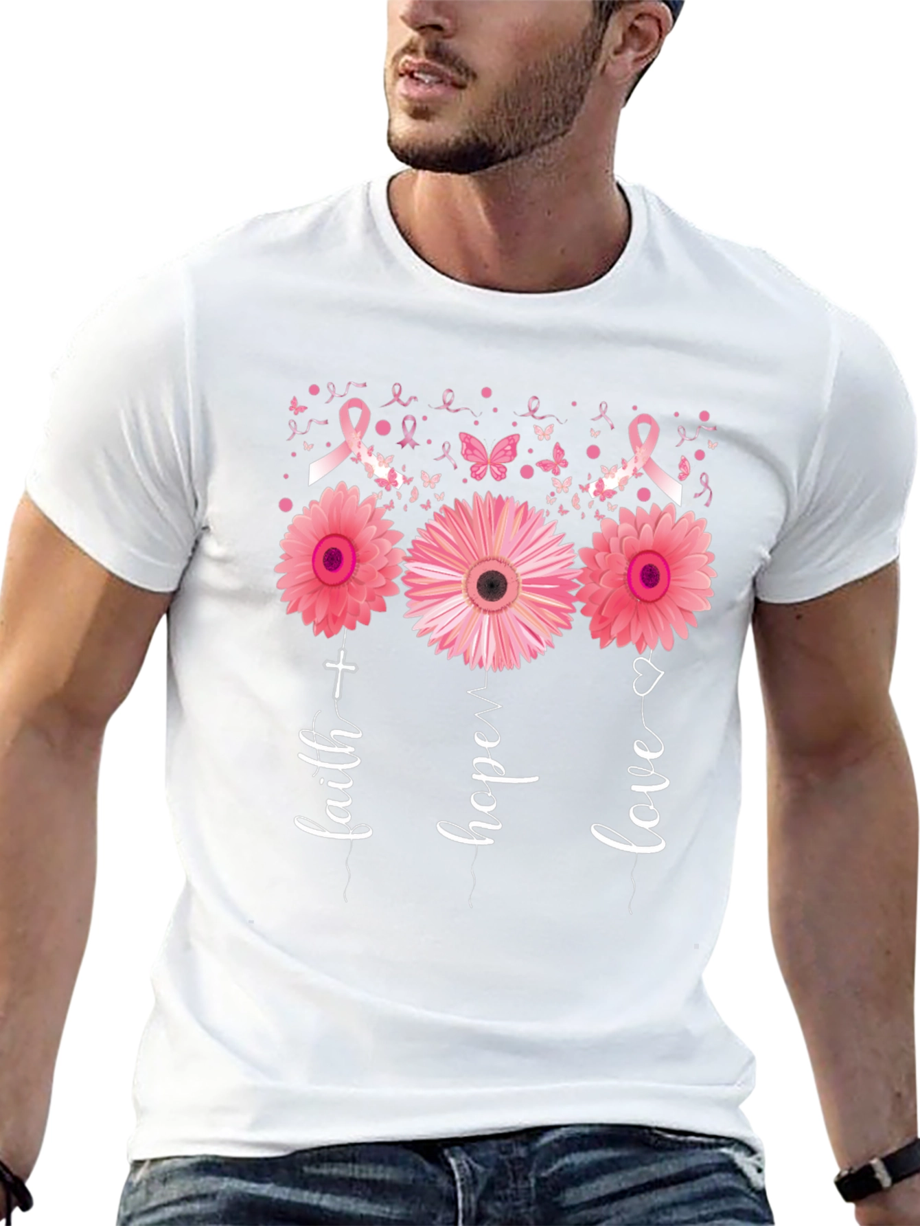 Faith Hope Love Breast Cancer Awareness T-Shirt