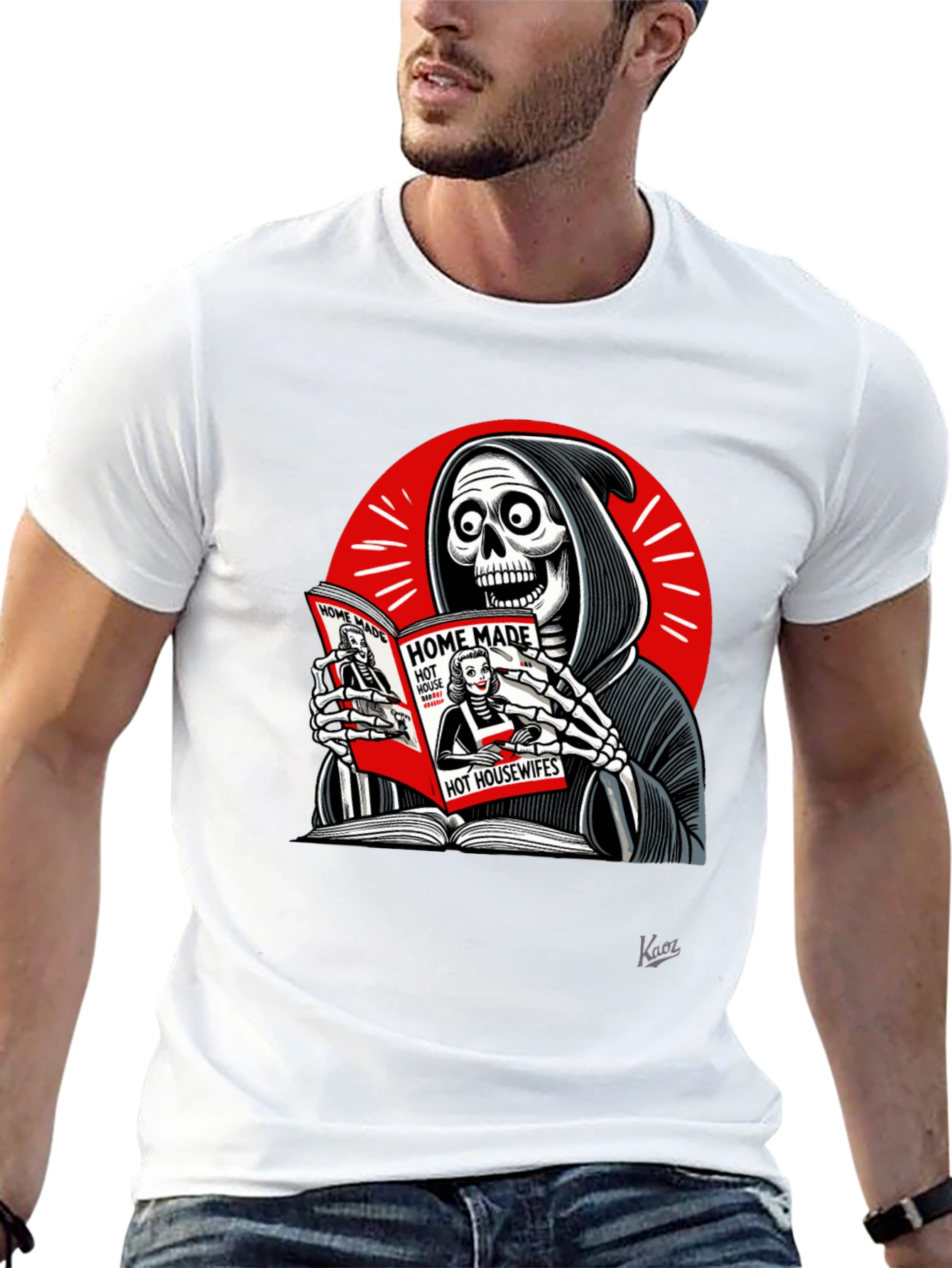 Grim Reaper Reading T-Shirt - Deaths Guilty Pleasure
