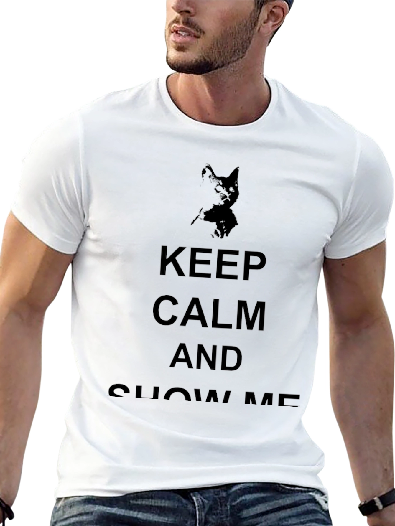 Keep Calm Cat Graphic Black T-Shirt
