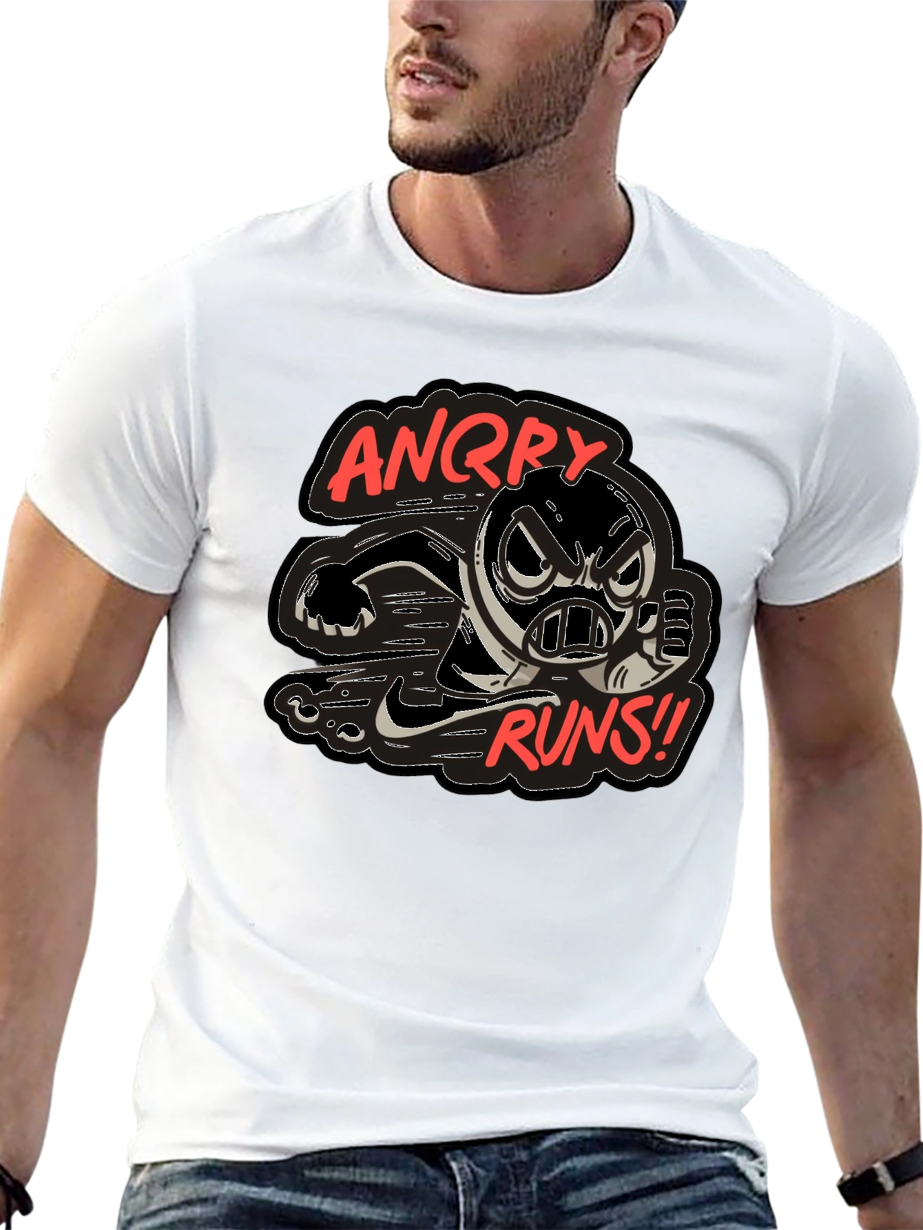 Angry Runs T-Shirt - Cartoon Graphic Tee