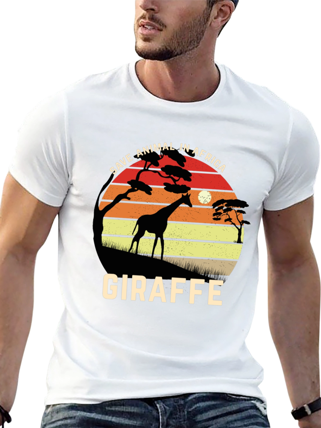 Save African Animals Giraffe Graphic T-Shirt