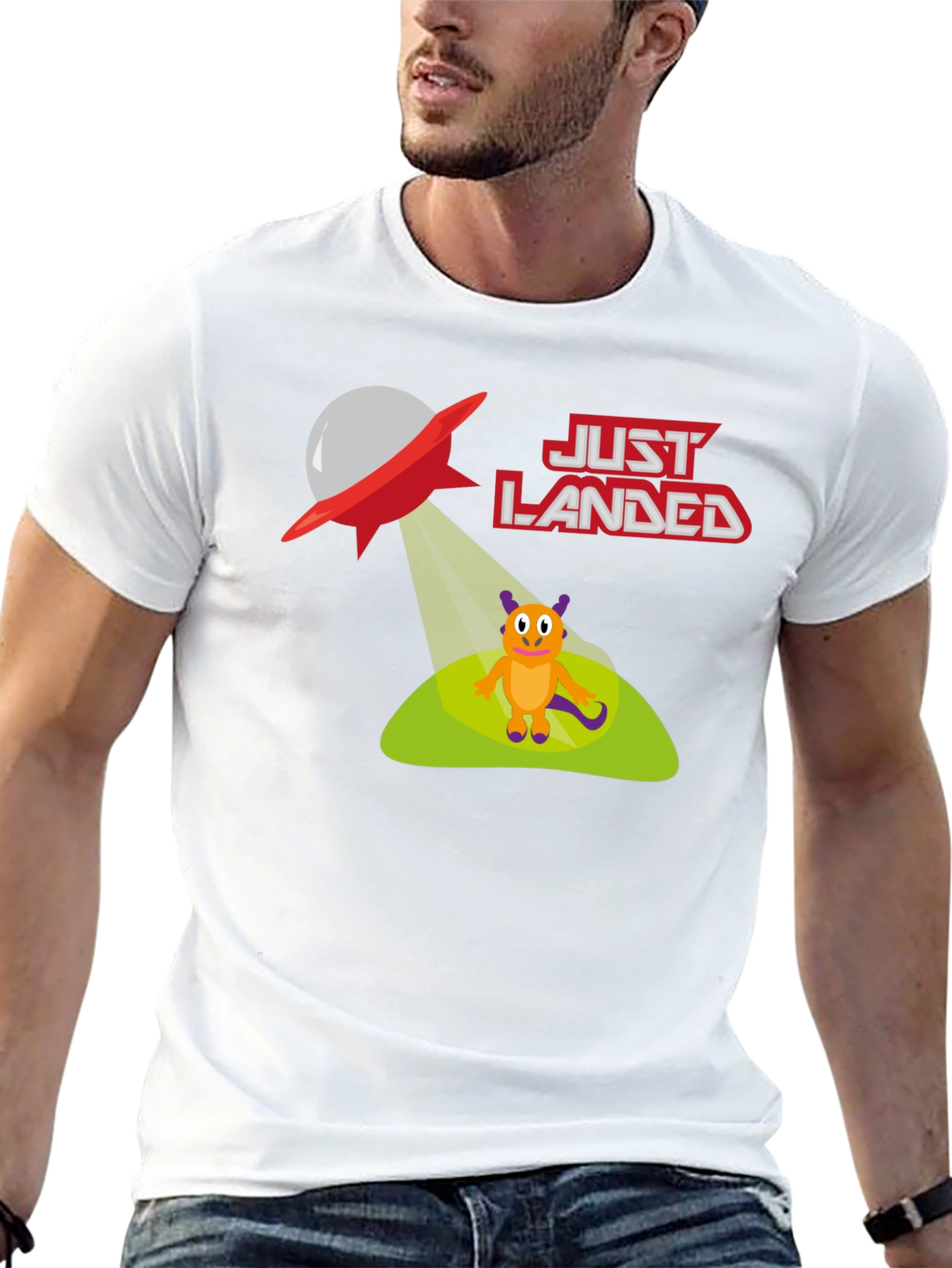 Just Landed Alien T-Shirt - Black Cotton Tee