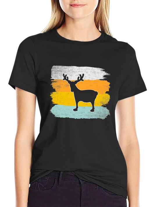 Retro Reindeer Graphic Tee - Mens Black T-Shirt