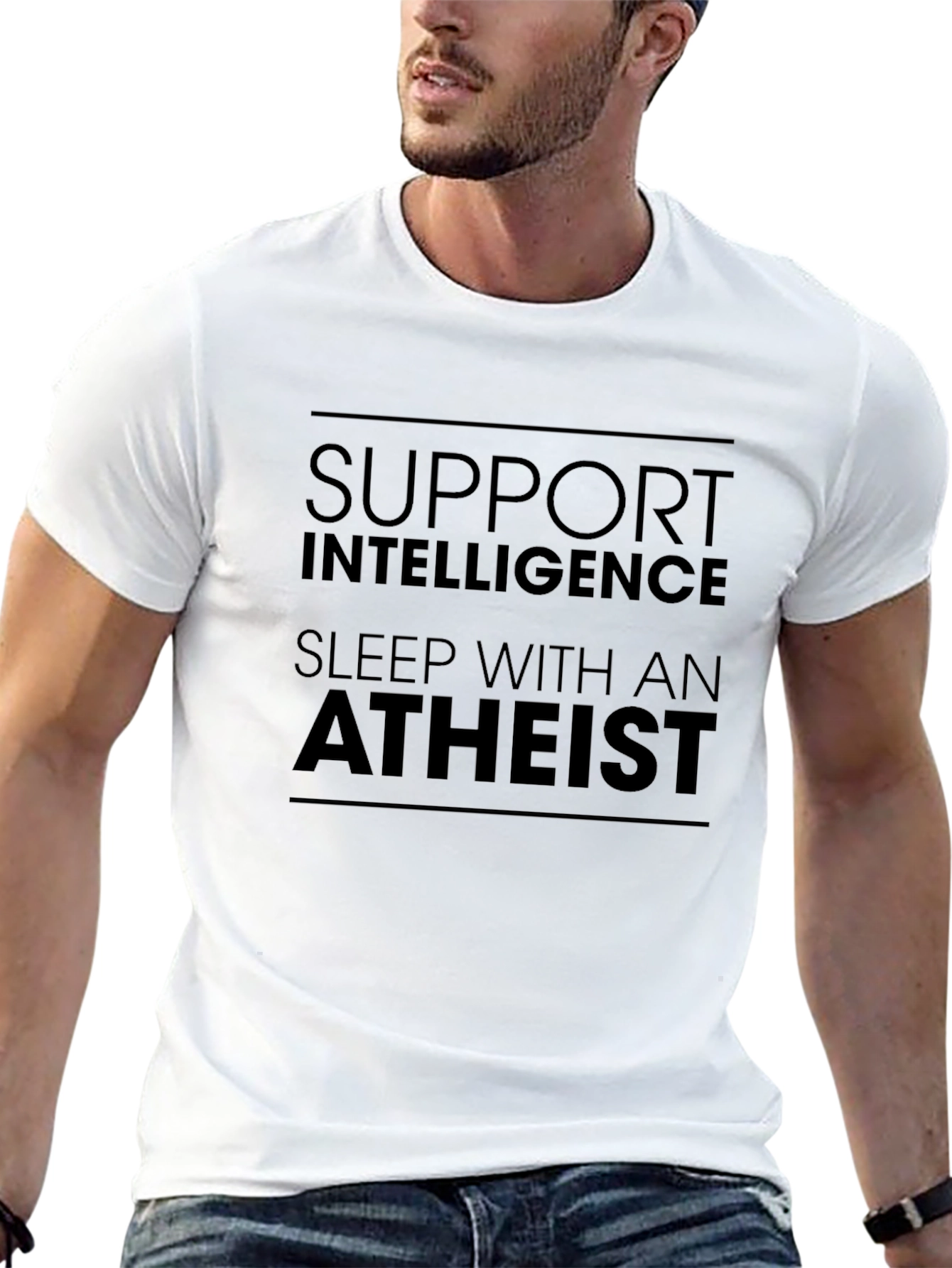 Support Intelligence Sleep With Atheist T-Shirt