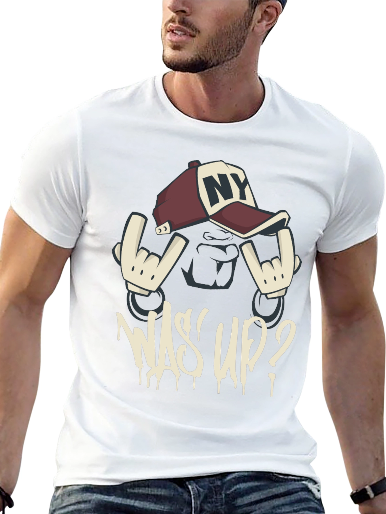 Cool Graphic Tee - Was Up? Black T-Shirt