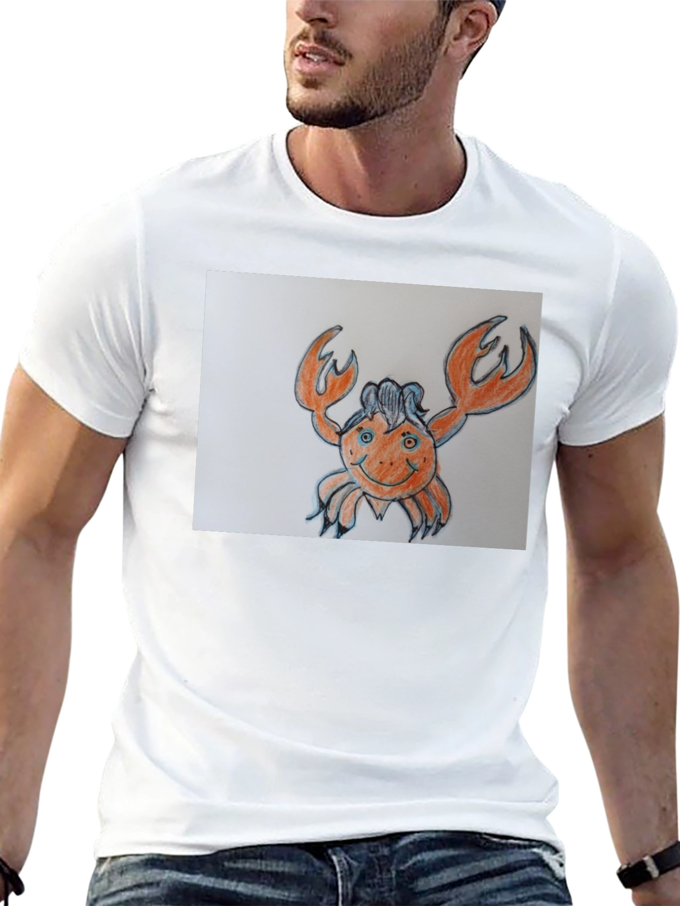 Crab Cartoon Graphic Tee - Black Cotton Casual Shirt