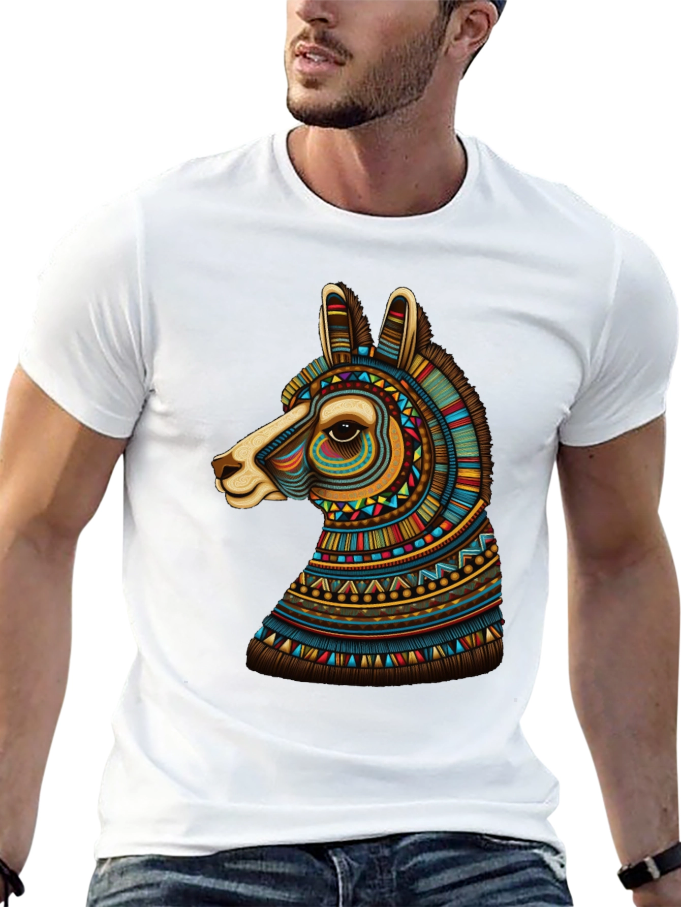 Llama Graphic Tee - Unique Tribal Design