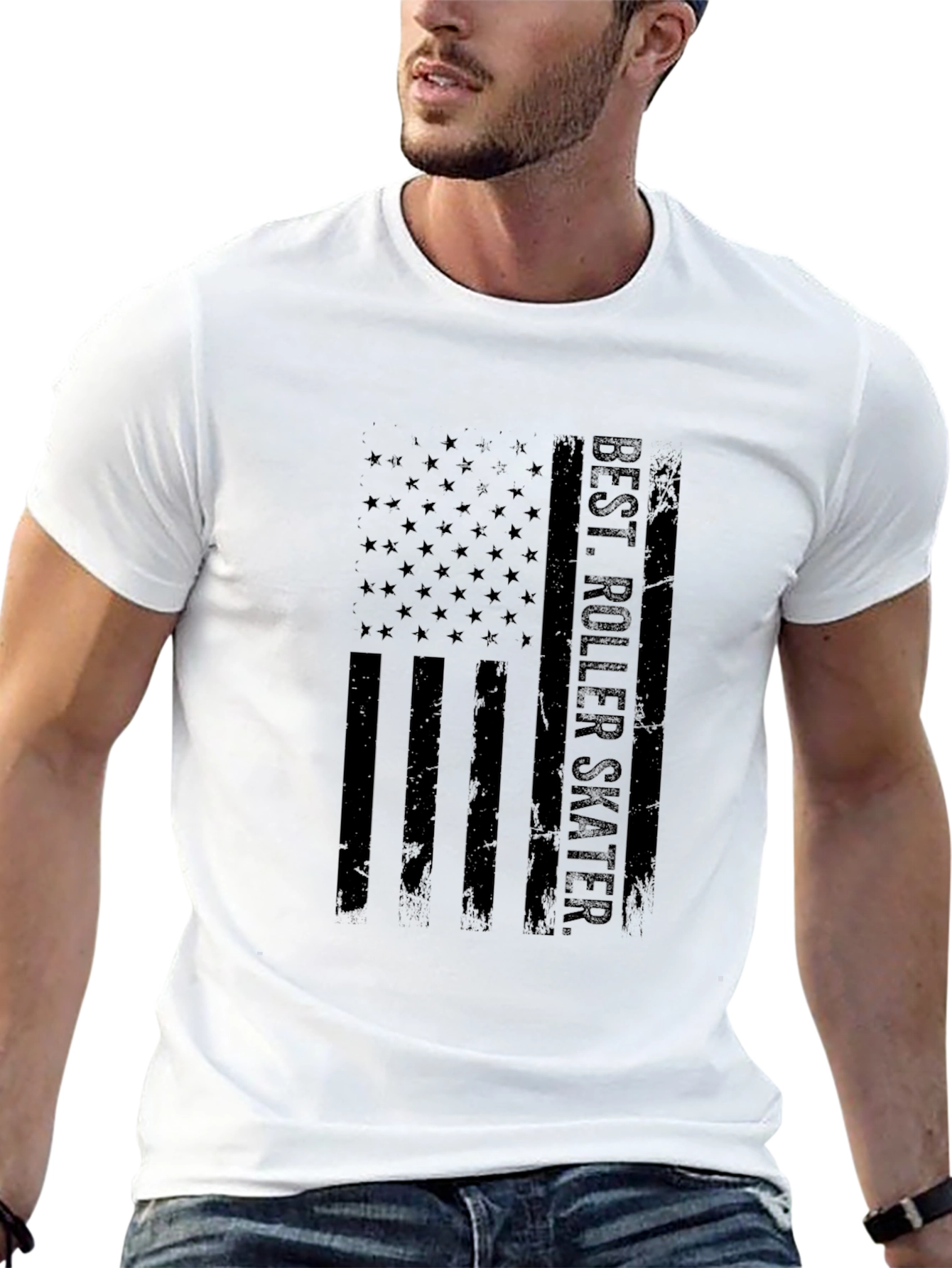 Best Roller Skater Flag Graphic T-Shirt