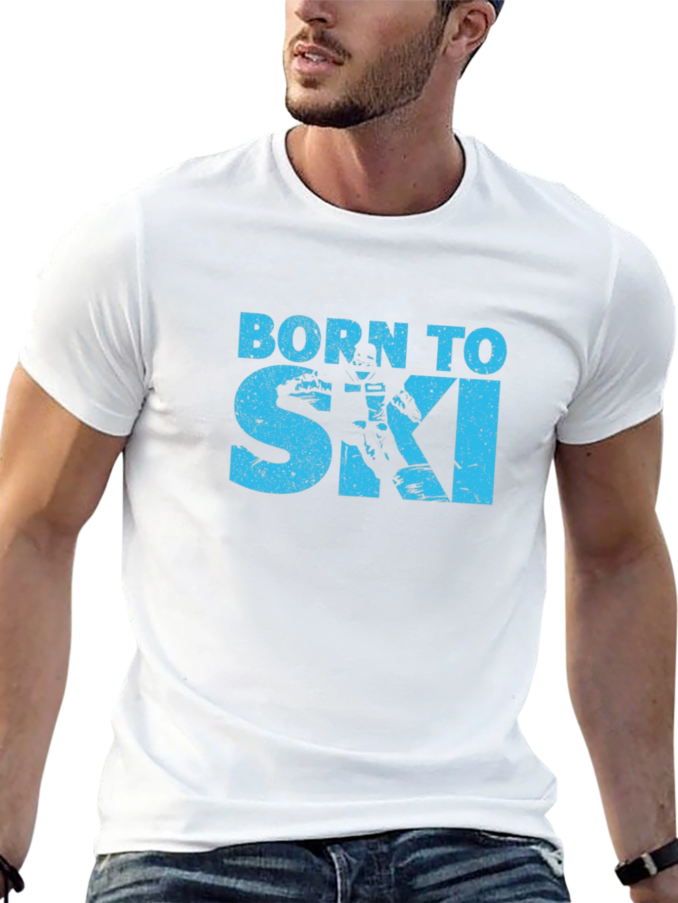 Born To Ski T-Shirt - Black Cotton Tee