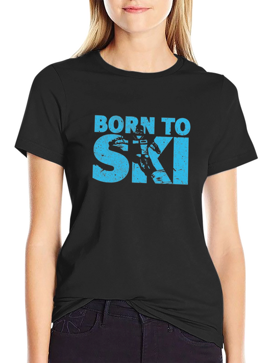 Born To Ski T-Shirt - Black Cotton Tee