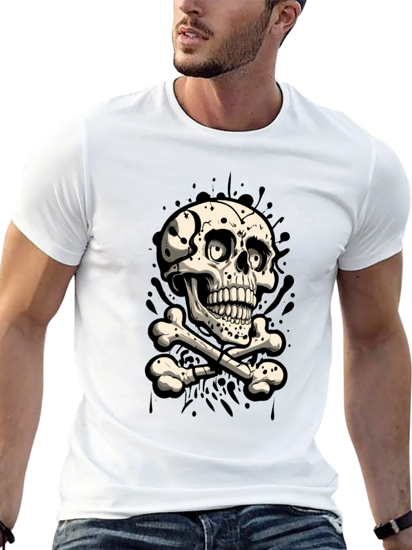 Skull & Crossbones Graphic T-Shirt - Mens Black Tee