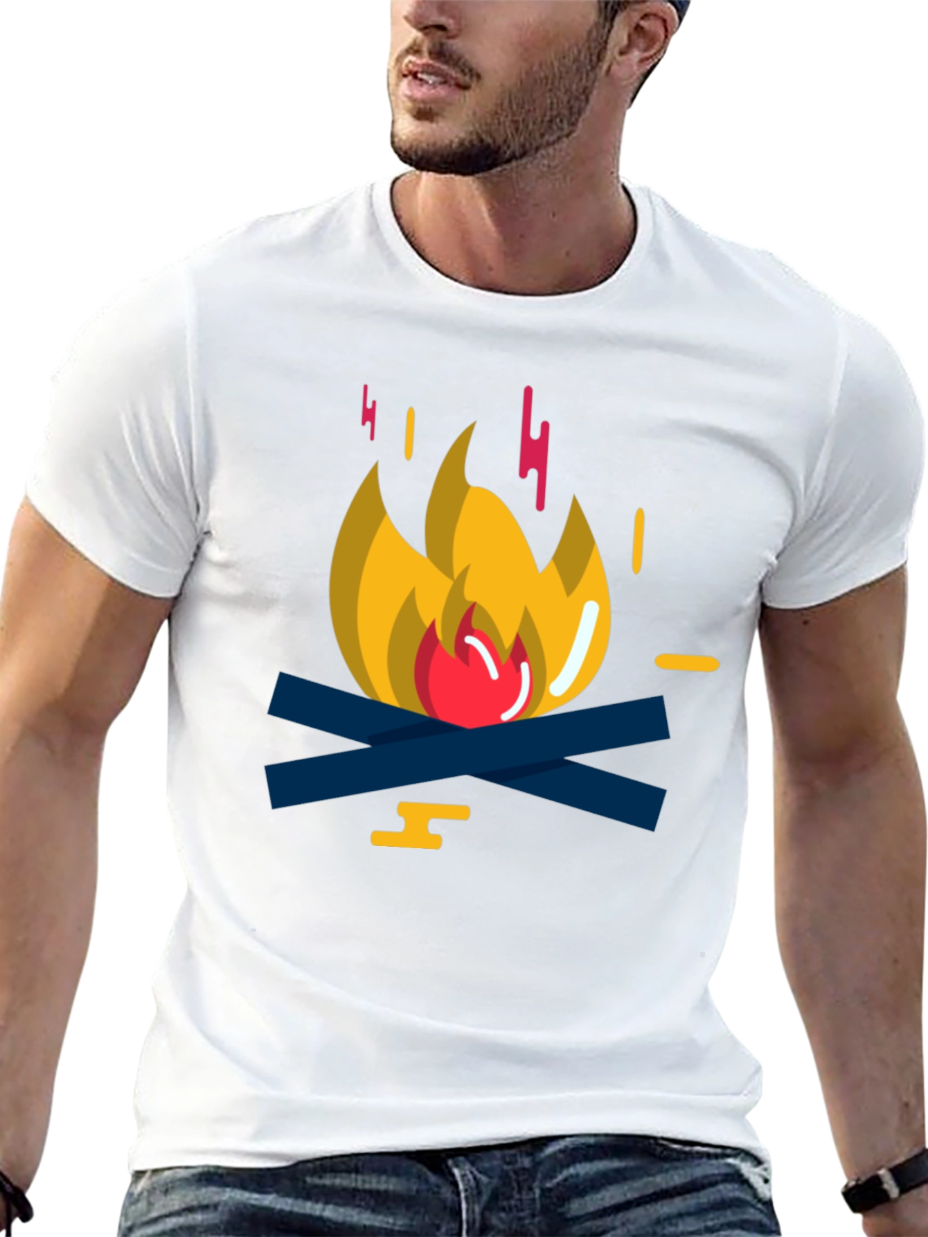 Campfire Graphic Tee - Soft Black Cotton