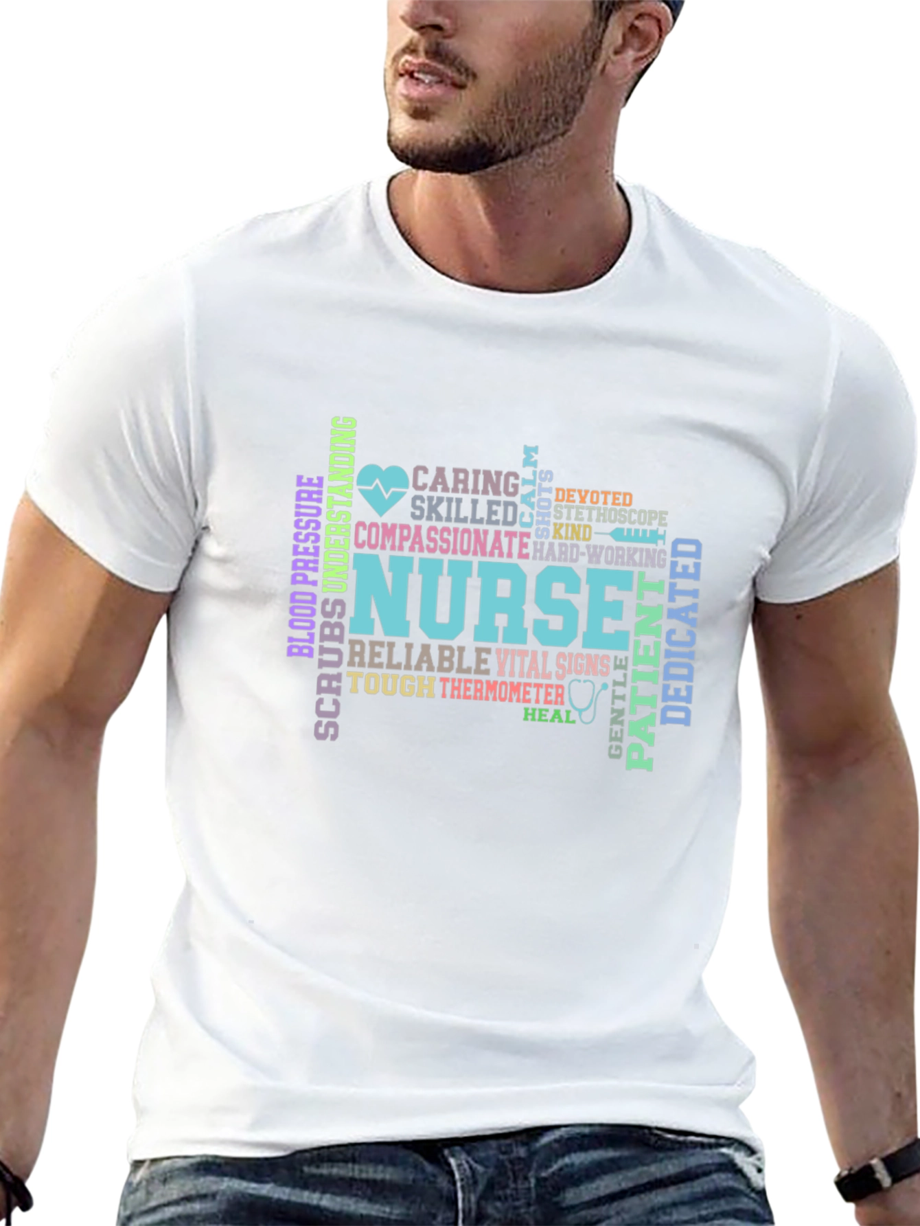 Nurse Word Art Graphic Tee