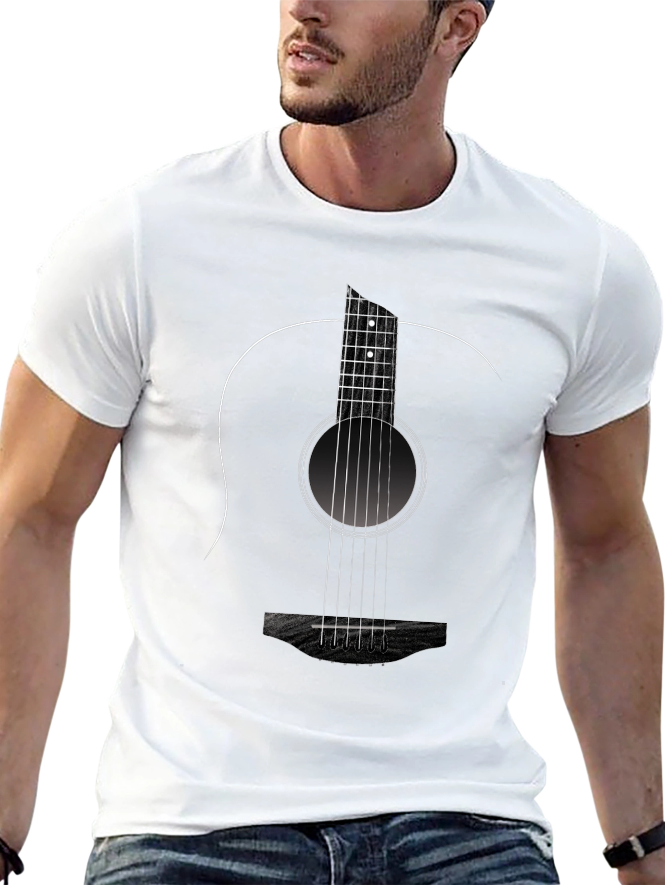 Guitar Graphic Black Tee - Music Lovers T-Shirt