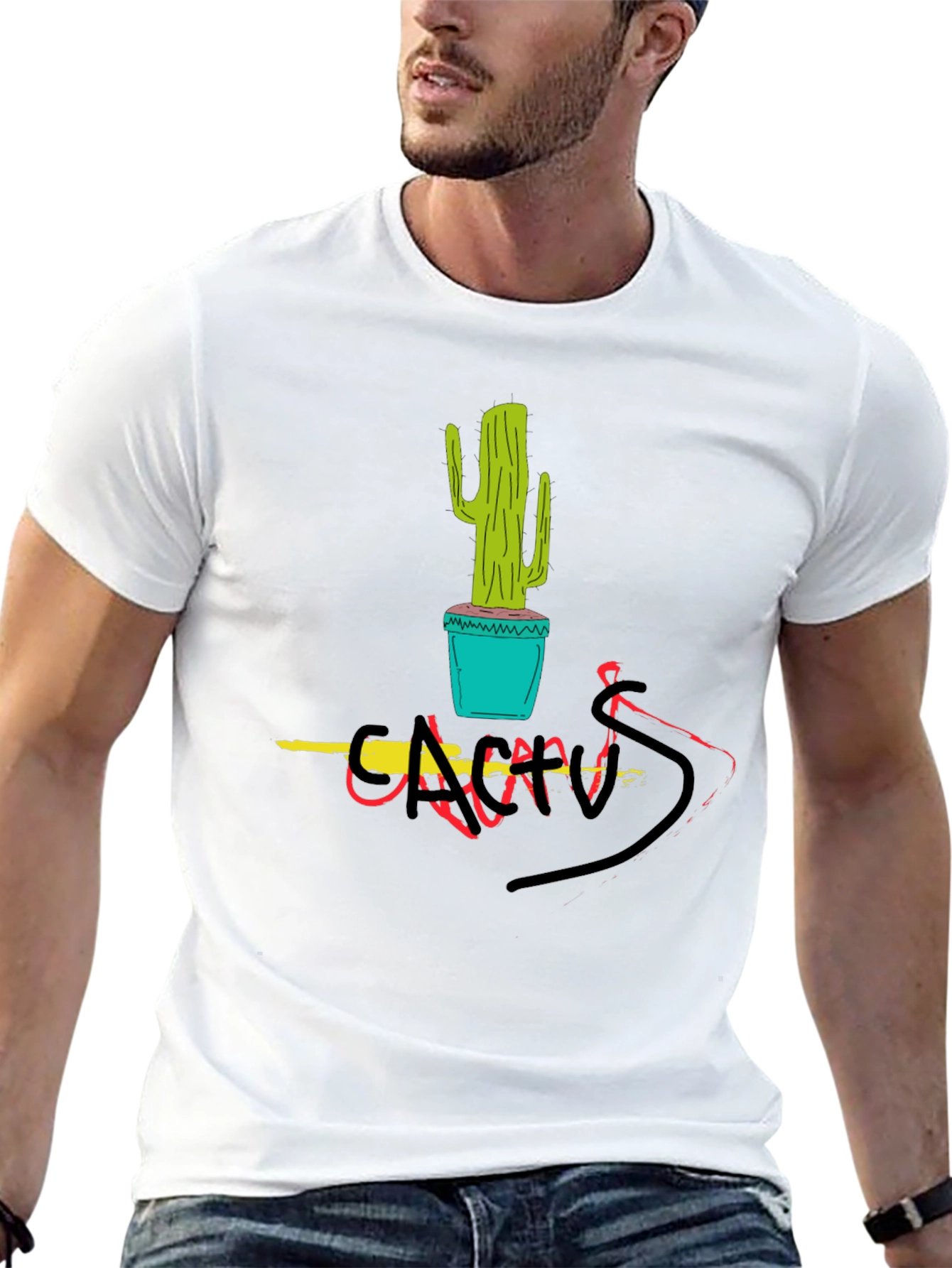 Cactus Graphic Tee - Black Cotton Blend