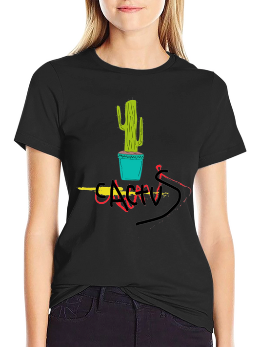 Cactus Graphic Tee - Black Cotton Blend