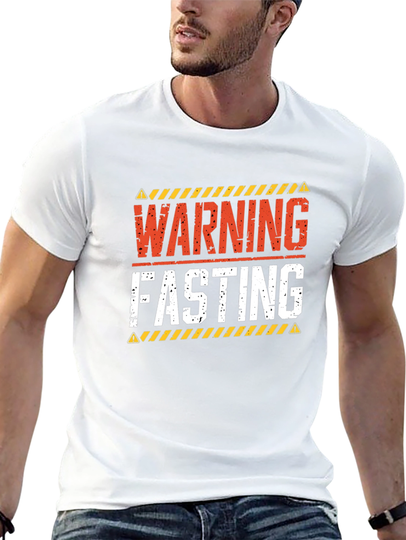 Warning Fasting T-Shirt - Black Crew Neck