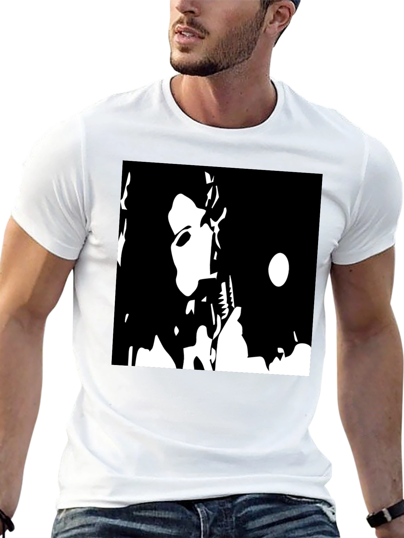 Black T-Shirt with Bold Graphic Print