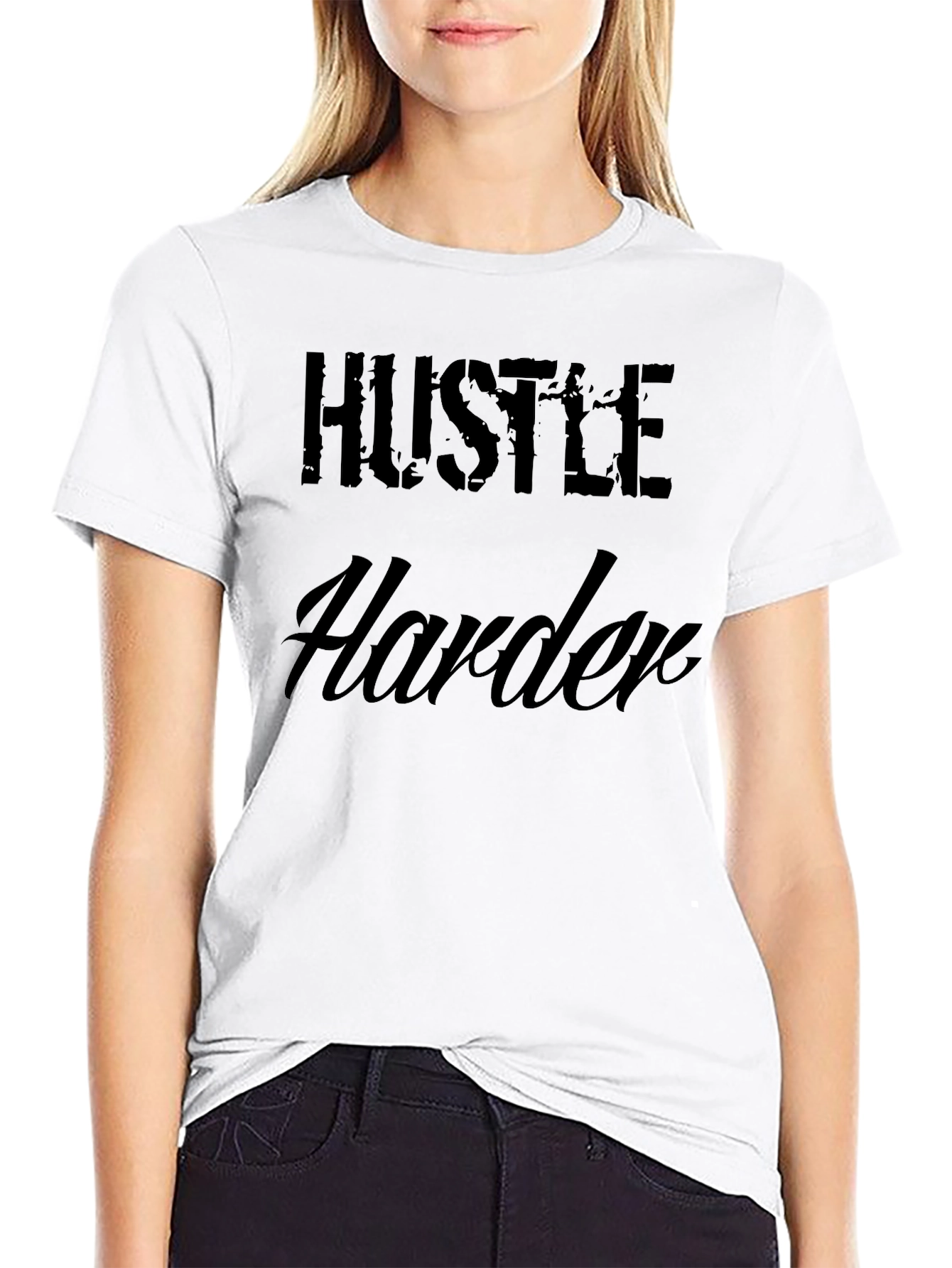 Hustle Harder Graphic Tee - Black
