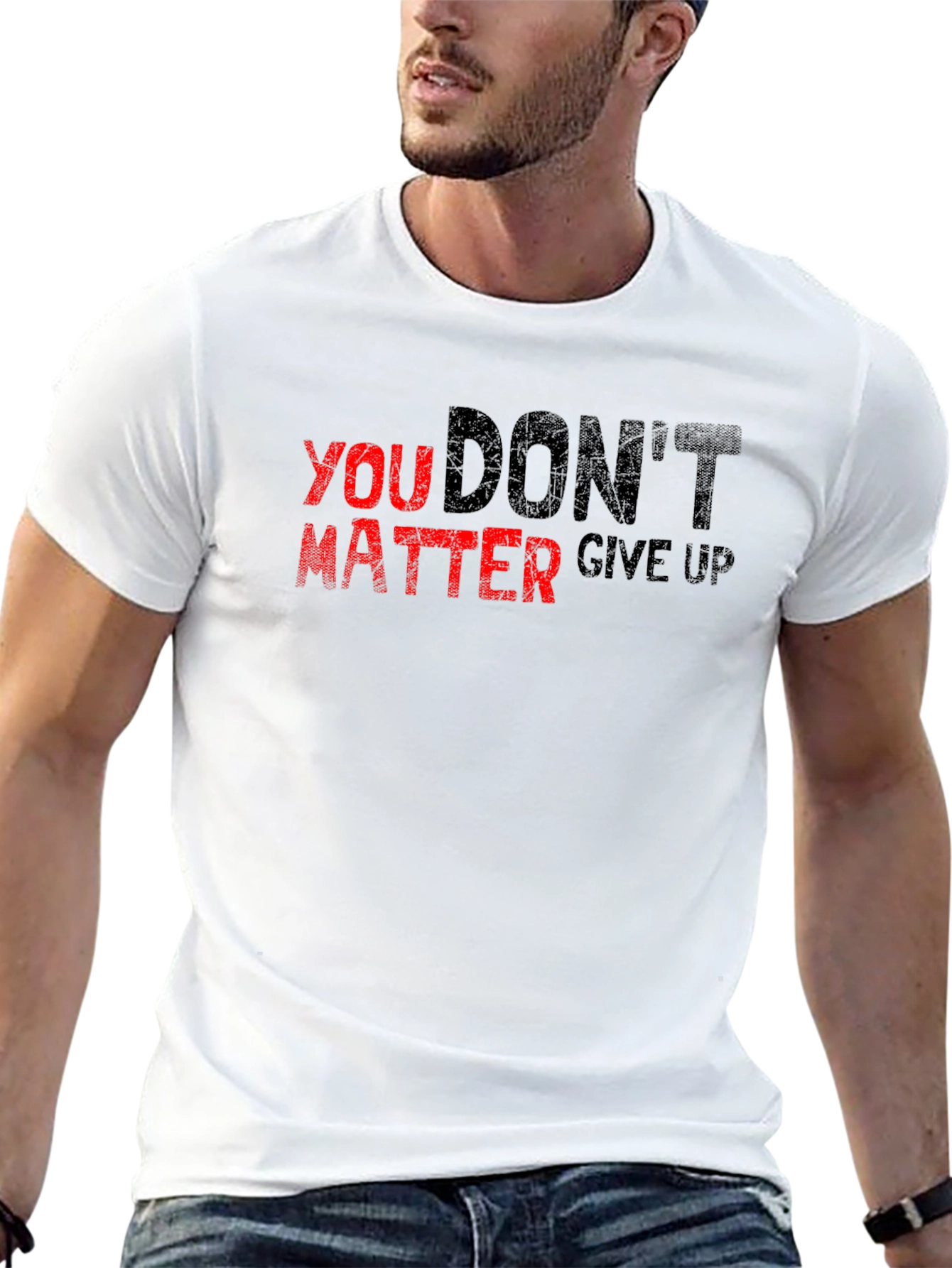 Motivational Slogan Graphic Print Tee - Black