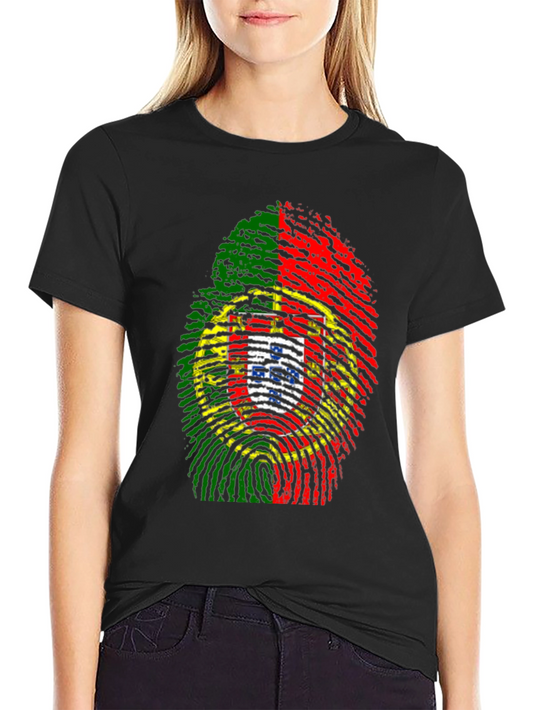 Portugal Flag Fingerprint Graphic Tee - Black