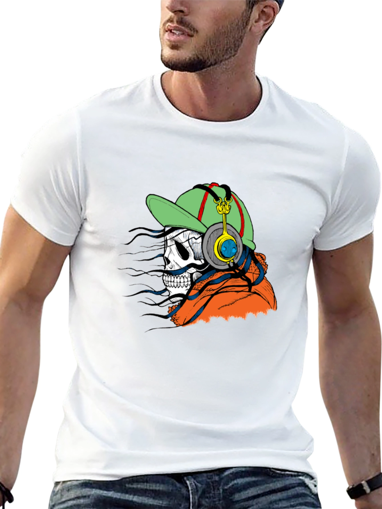 Skull DJ Graphic Tee - Trendy and Unique