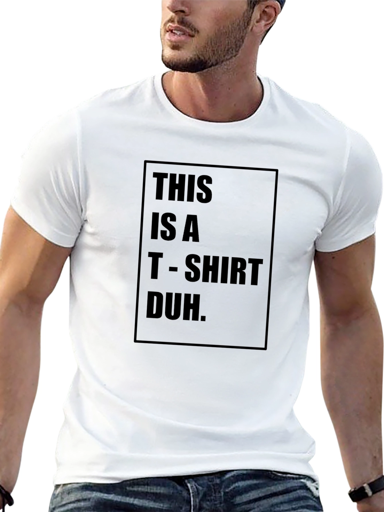 Humorous Black T-Shirt: This is a T-Shirt Duh.