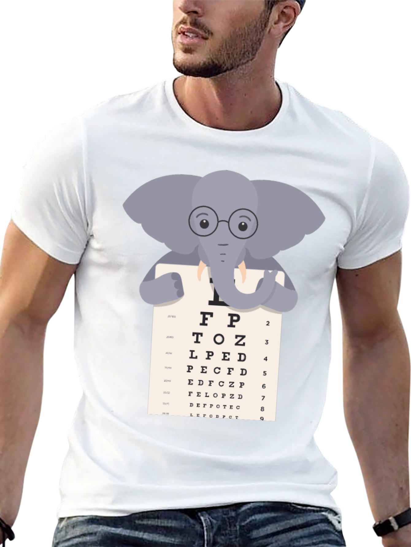 Elephant Eye Chart T-Shirt - Vision Test Humor