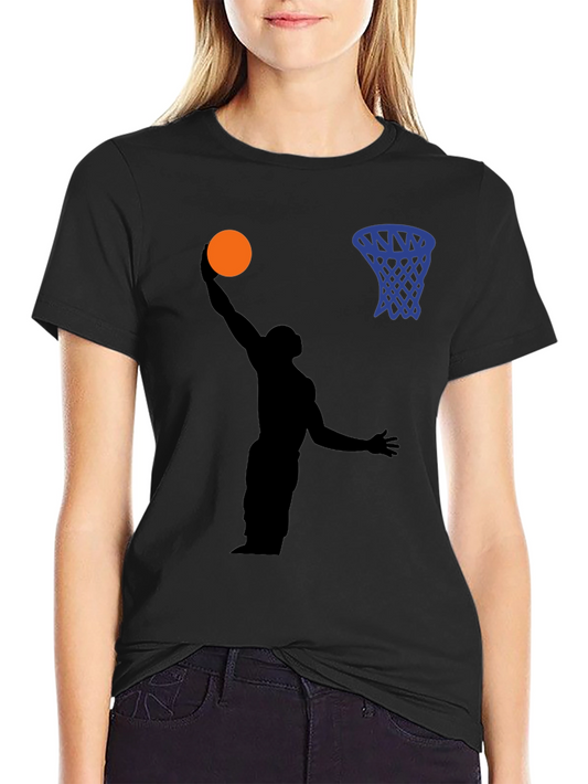 Basketball Silhouette Graphic Print Tee - Black
